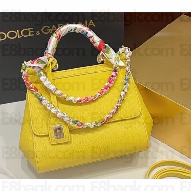 Dolce & Gabbana Medium Sicily bag in Dauphine calfskin • yellow 2024