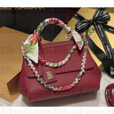 Dolce & Gabbana Medium Sicily bag in Dauphine calfskin • burgundy 2024