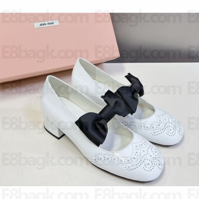Miu Miu Patent Leather  Mary Janes with bow white 2024