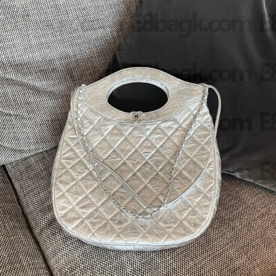 Chanel Metallic Crumpled Calfskin Small 31 Shopping Bag Silver