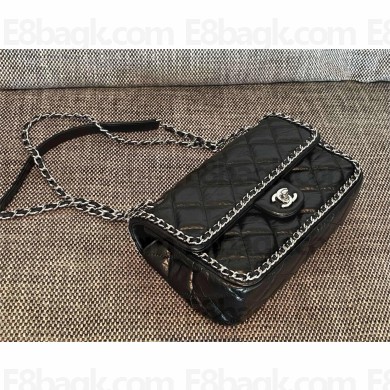 Chanel Crumpled Calfskin Medium Chain All Over Flap Black