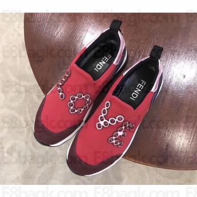 fendi love logo sneakers red