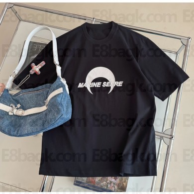 Marine Serre Crescent Moon-print T-shirt BLACK 2025