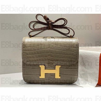 Hermes Constance 18cm/23cm Bag in Crocodile Pattern GRAY