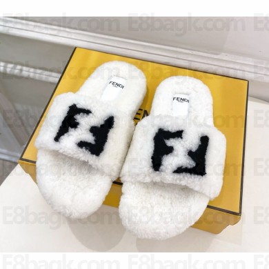 FENDI women/men FF Shearling Comfort Mules white 1114-2024