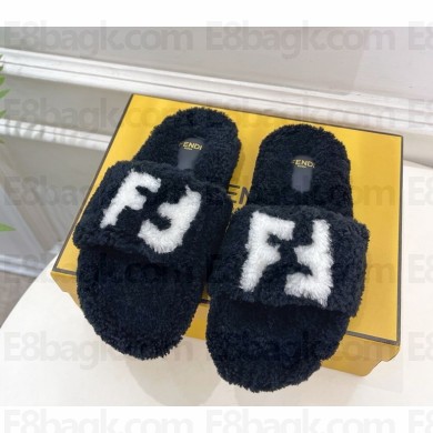 FENDI women/men FF Shearling Comfort Mules black 1114-2024