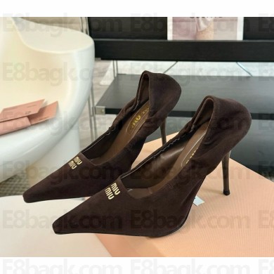 Miu Miu Velvet pumps coffee heel 10cm 1114-2024