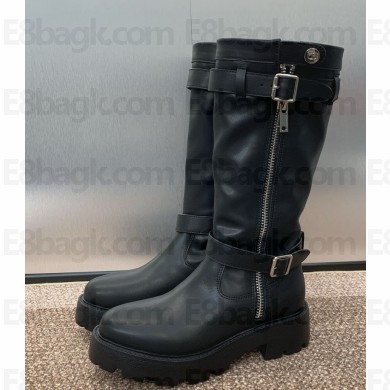 Christian Dior D-Major Boot Black Calfskin heel 2.5cm 1114-2024