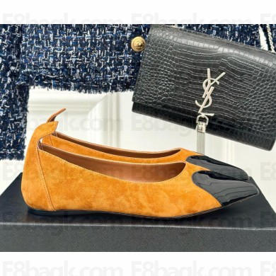 Alaia Le Cœur Heart Ballet Flats in Suede and Patent Leather Yellow 2024