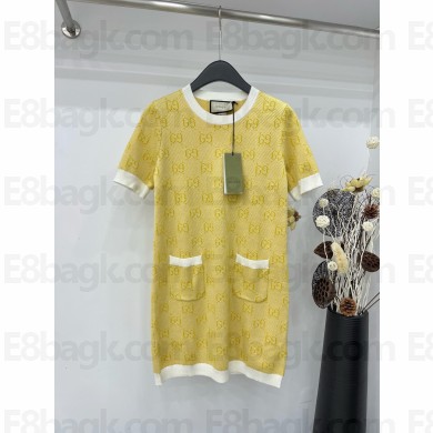gucci GG wool jacquard dress yellow 773633 2024