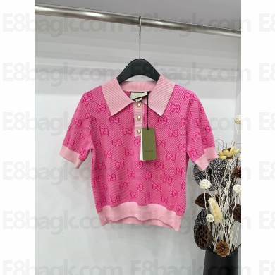 gucci GG wool jacquard polo 773631 pink 2024