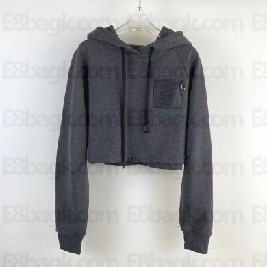 LOEWE Cropped hoodie in cotton gray 2023