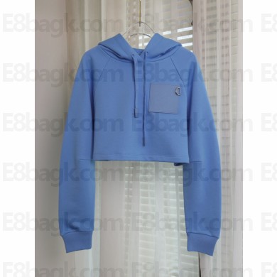 LOEWE Cropped hoodie in cotton blue 2023