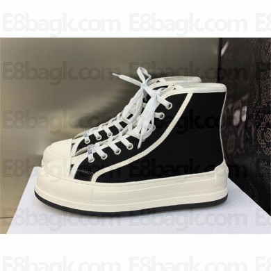 Dior Black Embroidered Cotton Walk'n'Dior High-Top Platform Sneaker 2023