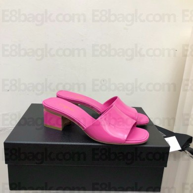 CHANEL HEEL 4.5CM PATENT CALFSKIN MULES pink 2022