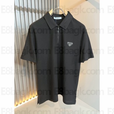 PRADA BLACK Piqué polo shirt UJN444 2025