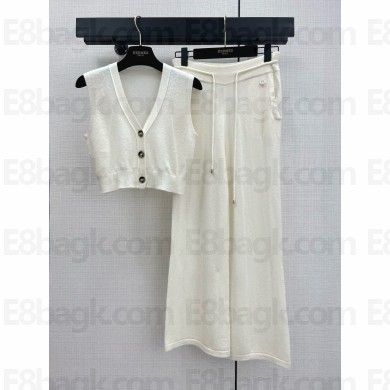 HERMES Cashmere vest and pants white 2024 