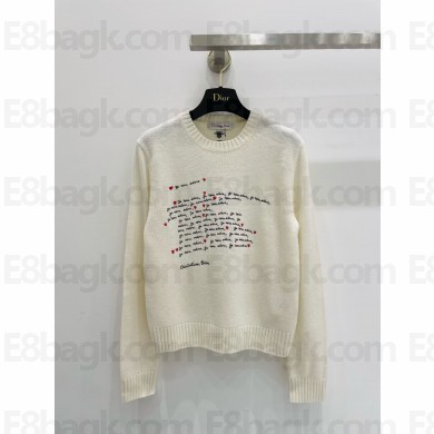 DIOR WHITE CASHMERE Dioramour Embroidered Sweater 2024