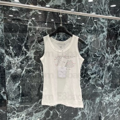 DIOR Dioramour Embroidered Tank Top IN White Cotton 2024