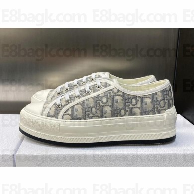 Dior gray Oblique Embroidered Cotton Walk'n'Dior Platform Sneaker 2023