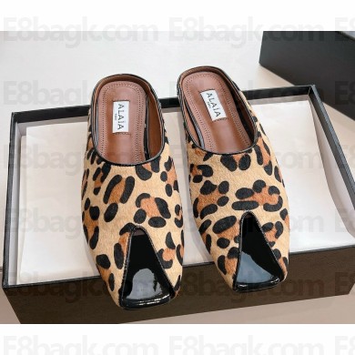 ALAÏA Open Toe Flat Genuine suede slippers leopard 2025