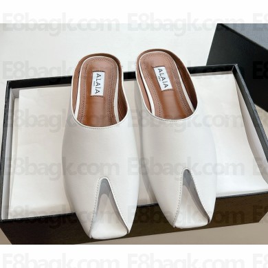 ALAÏA Open Toe Flat Genuine Leather slippers white 2025