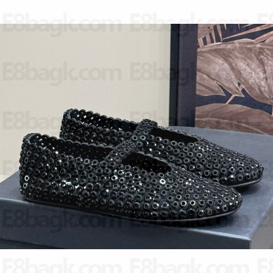 ALAÏA BALLET FLATS IN GLASS EYELET SUEDE GOATSKIN black 2025