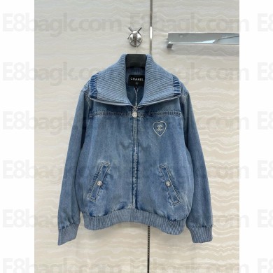 CHANEL blue embroidered denim blouson P78559 2025