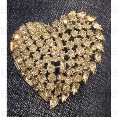Saint Laurent Heart-shaped Brooch With Multi-faceted Baguette Gold 2018