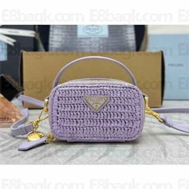 Prada 2WAY Mini Bag 1NR025 in purple Raffia Leather 2025