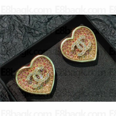 Chanel Clip-on Earrings in Metal & Strass. Gold, Pink & Crystal  ABA401 2023