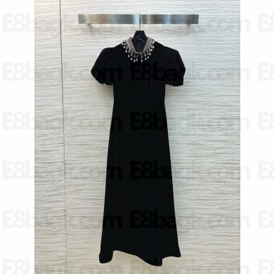 DIOR BLACK VELVET Embroidered dress 2024