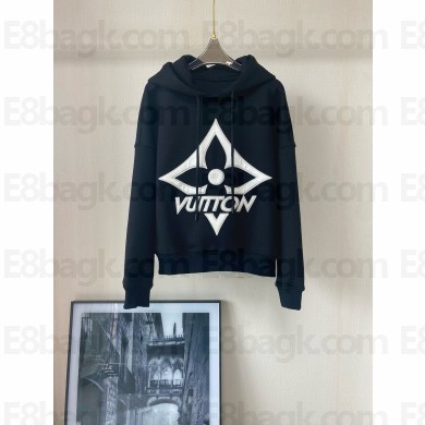LOUIS VUITTON black logo Cotton Jersey Hoodie 2024