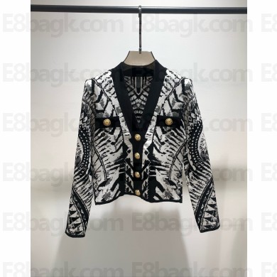 BALMAIN BLACK/WHITE CARDIGAN 2024
