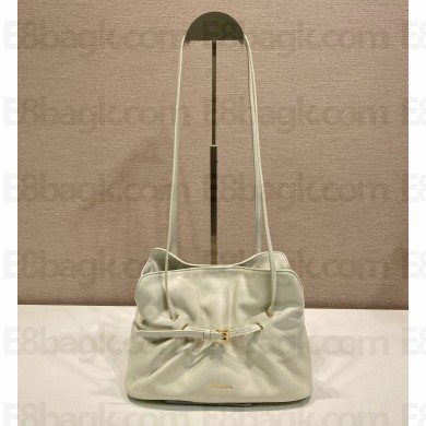 PRADA SOFT LEATHER SHOULDER BAG 1BG586 CREAMY 2025