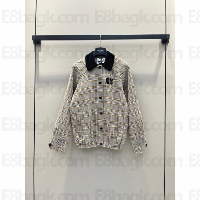 miu miu check jacket with black collar 2023