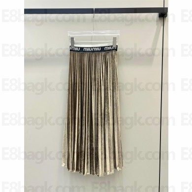 miu miu pleated skirt light gold 2023