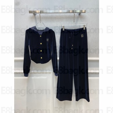 LOEWE BLACK VELVET SWEATSHIRT AND PANTS 2023