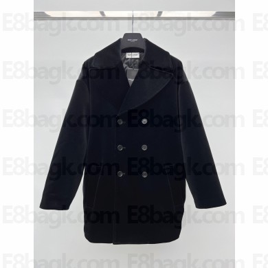 SAINT LAURENT cassandre peacoat in cotton velvet 2023