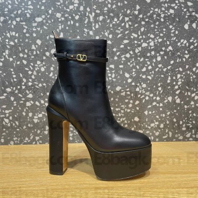 VALENTINO GARAVANI TAN-GO PLATFORM ANKLE BOOT IN CALFSKIN 120MM black