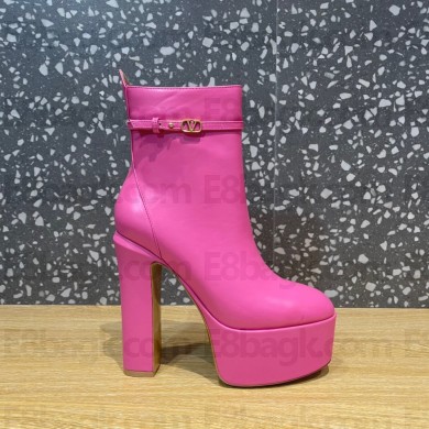 VALENTINO GARAVANI TAN-GO PLATFORM ANKLE BOOT IN CALFSKIN 120MM pink