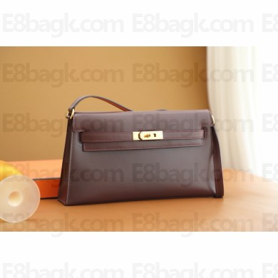 Hermes Kelly Elan Bag In Original box leather bordeaux with gold hardware(Full Handmade)