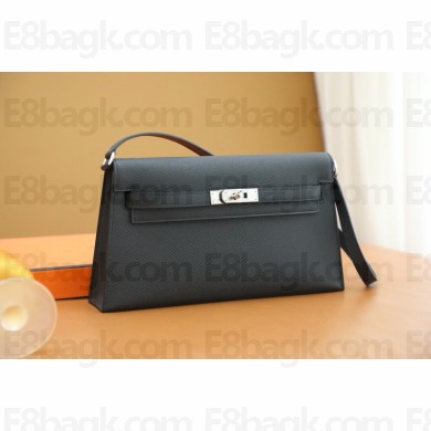 Hermes Kelly Elan Bag In Original epsom Leather noir with gold hardware(Full Handmade)