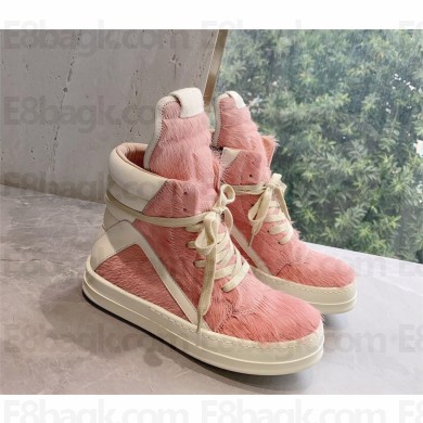 Rick Owens pink horsehair geobasket sneakers 2022