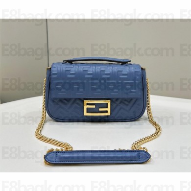 fendi medium Baguette Chain Midi bag in nappa leather blue 2023