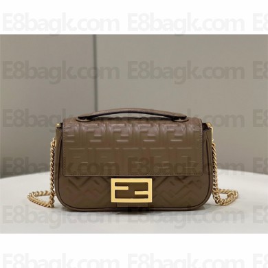fendi medium Baguette Chain Midi bag in nappa leather coffee 2023