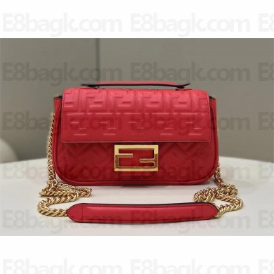 fendi medium Baguette Chain Midi bag in nappa leather red 2023