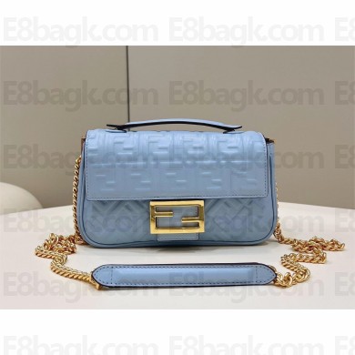 fendi medium Baguette Chain Midi bag in nappa leather sky blue 2023