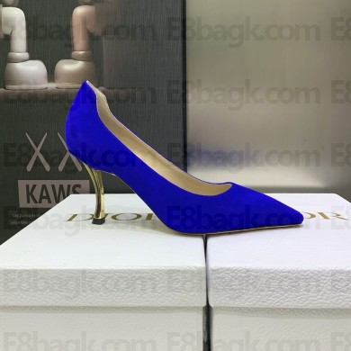DIOR heel 8CM D-FAME PUMPS IN SUEDE LEATHER BLUE 2023