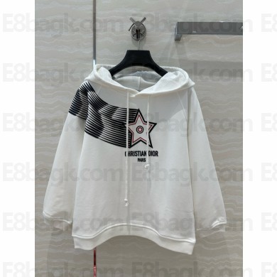 dior WHITE COTTON Vibe Cropped Hooded Sweatshirt 2024